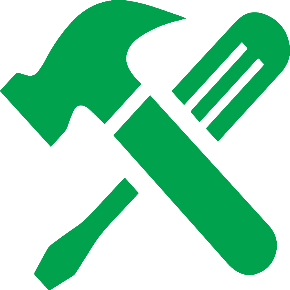 Hammer and screwdriver icon green